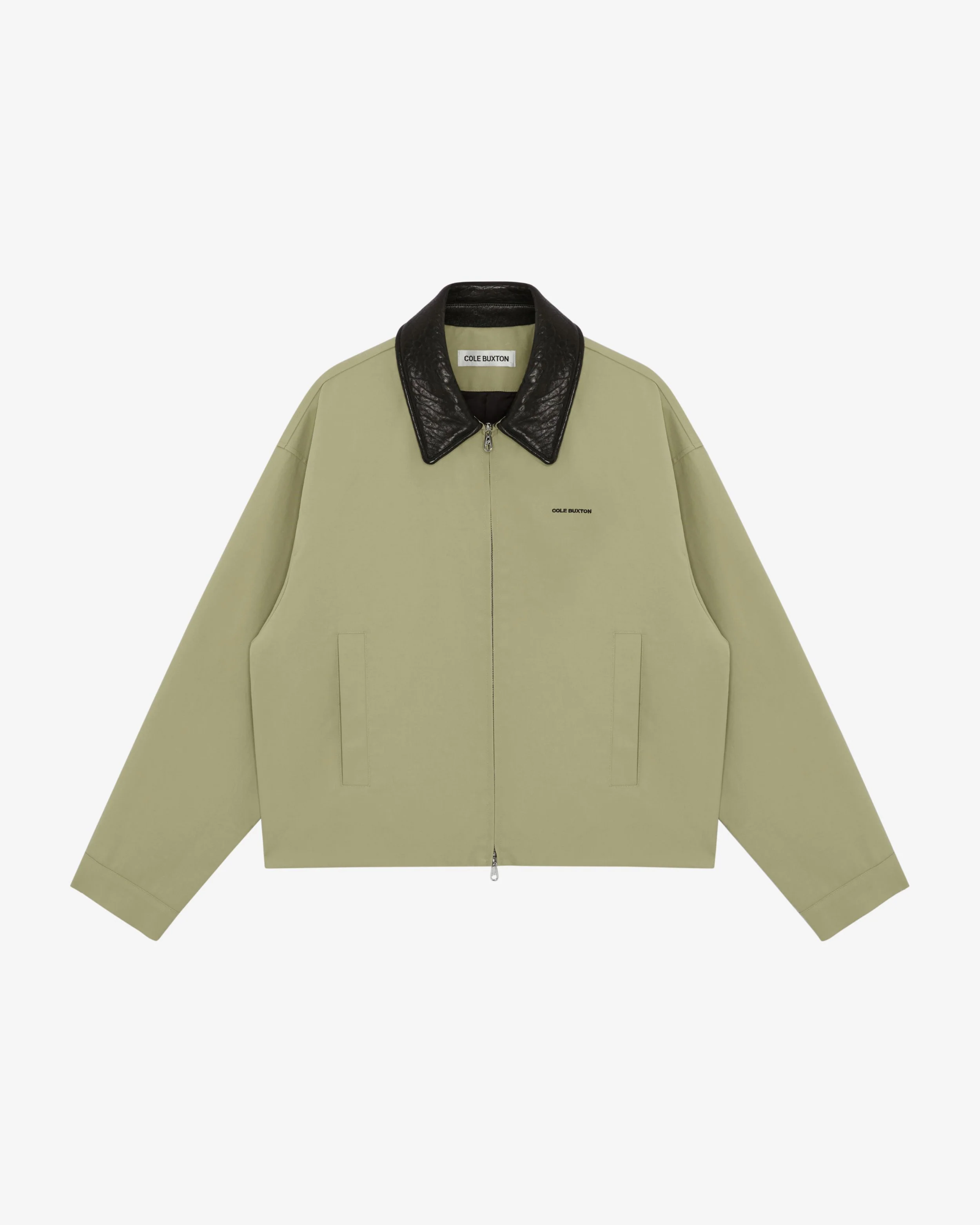 LEATHER COLLAR COTTON OVERSHIRT