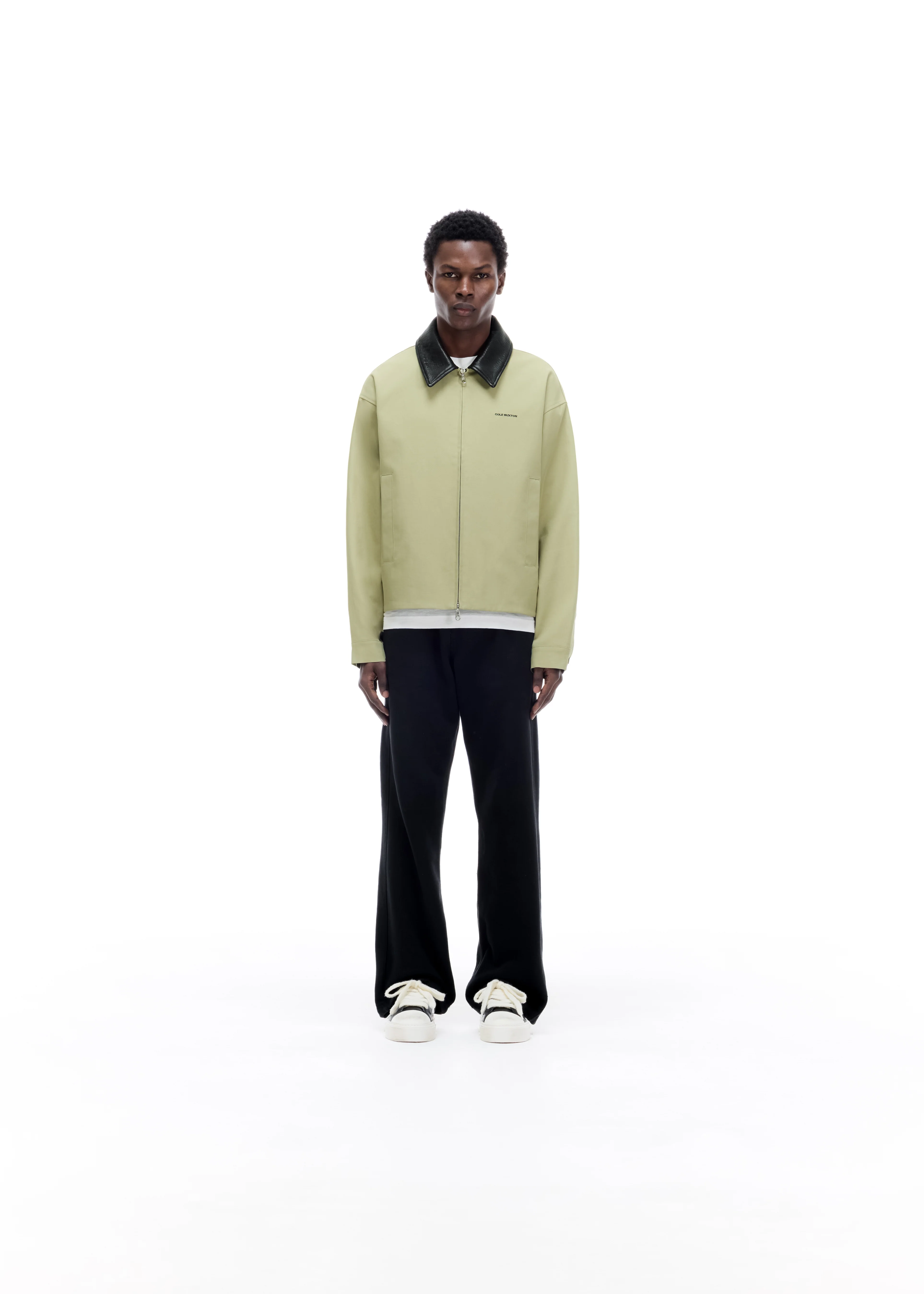 LEATHER COLLAR COTTON OVERSHIRT - Image 2